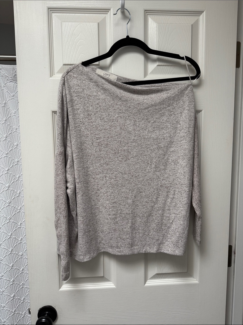 LOFT Off-the-Shoulder Heather Gray Sweater